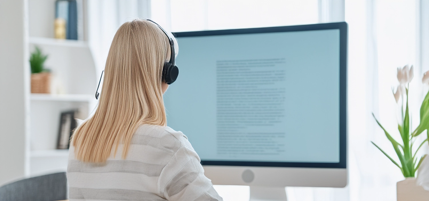 Decorative: Teacher working online from home office